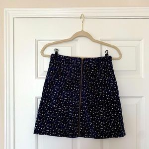 Francesca’s Blue Corduroy Mini Floral Mini Skirt